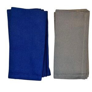 Cottoniva (2) sets of (6) napkins - Gray & Navy Blue - NWOT
